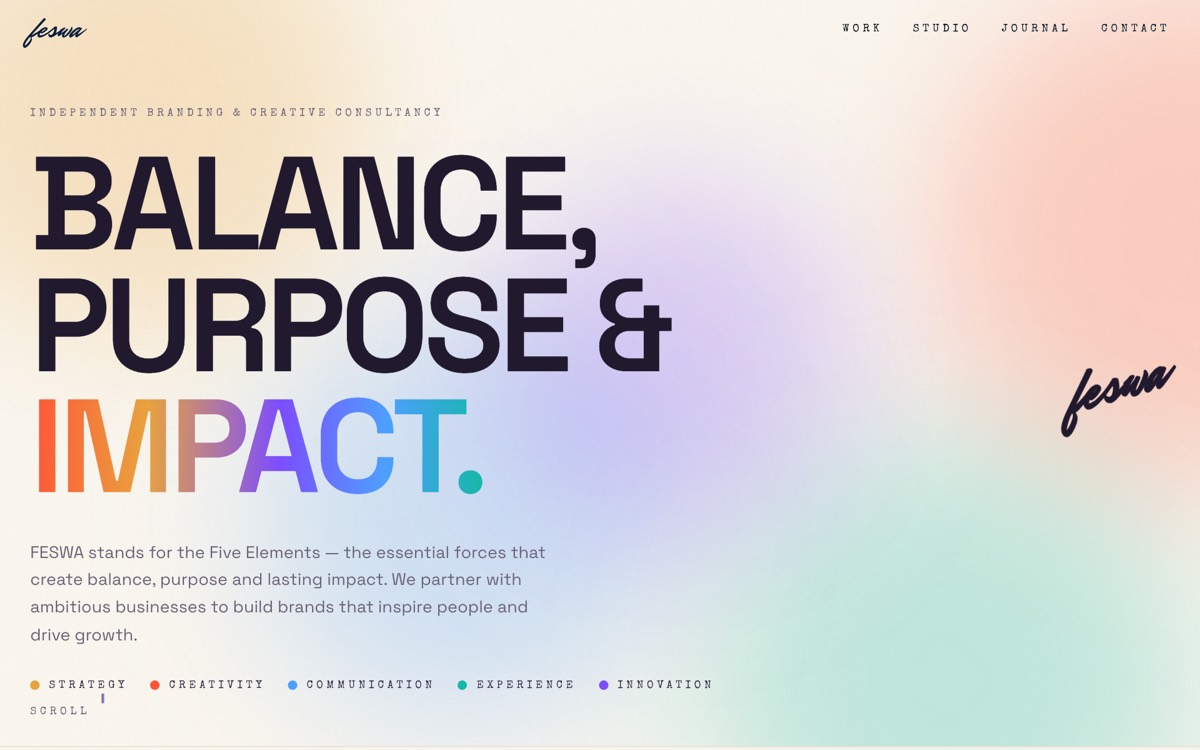 Feswa branding consultancy website homepage