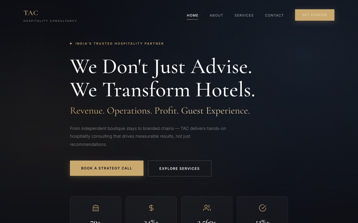 TAC Hospitality Consultancy website homepage